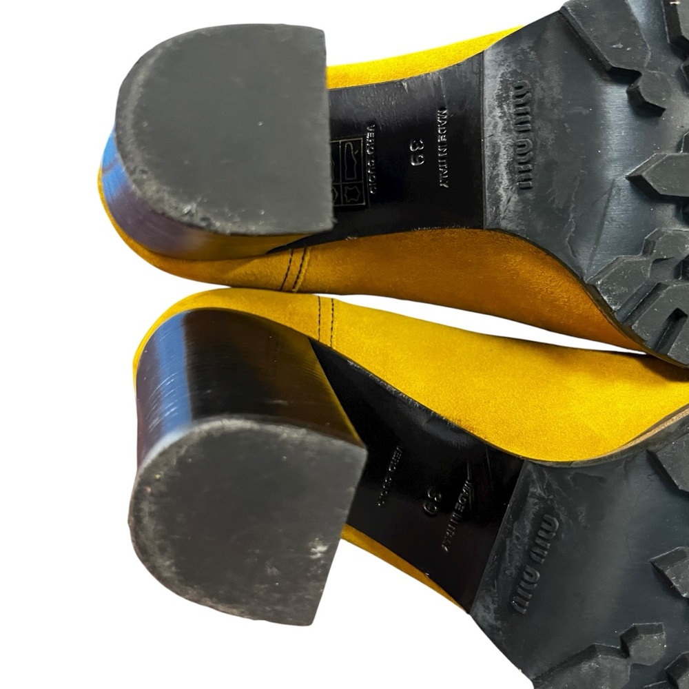 Miu Miu Yellow Suede Lace-up Booties Size 39 - Picture 6 of 11